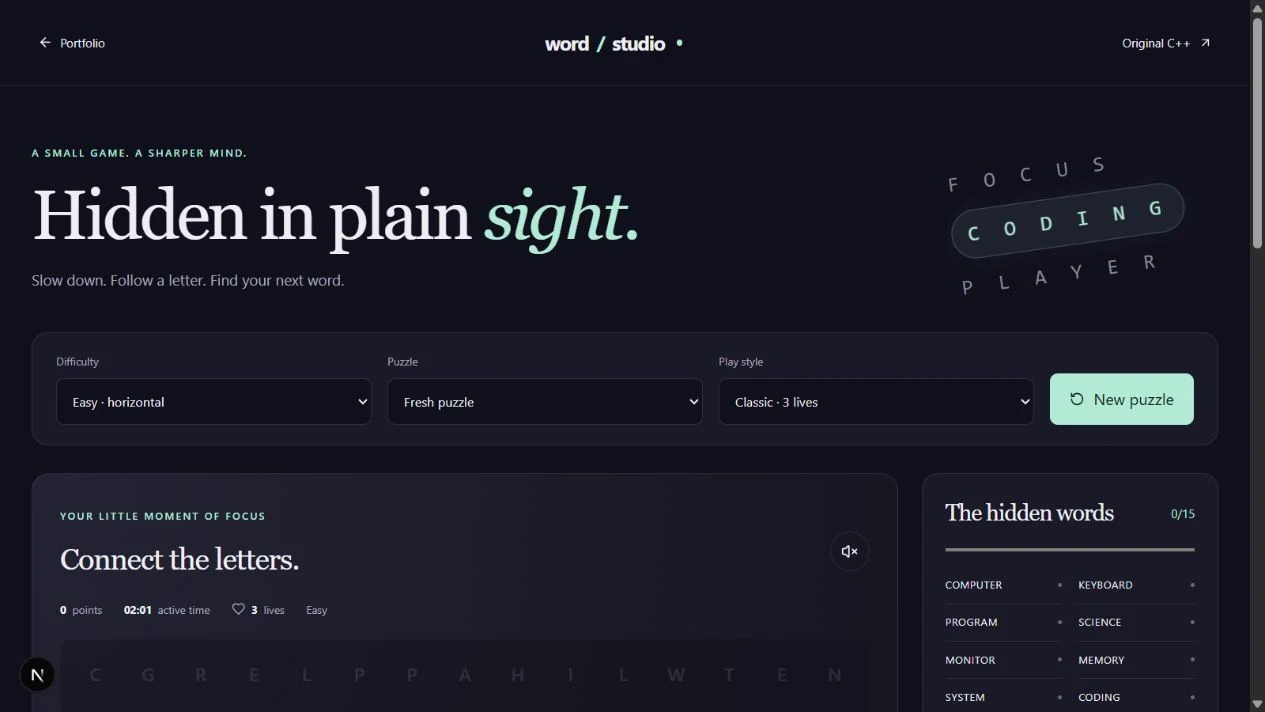 Word Search application screenshot